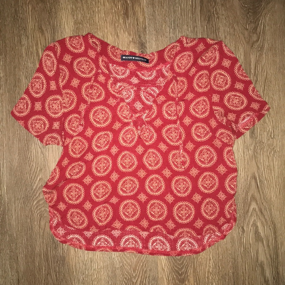 Red Boho Brandy Melville Crop Top